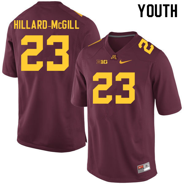 Youth #23 Dylan Hillard-McGill Minnesota Golden Gophers College Football Jerseys Sale-Maroon